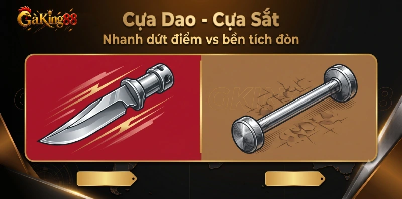 So sánh cựa dao và cựa sắt trong đá gà GAKING88 nhịp trận khác nhau