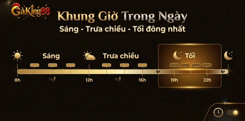 Khung giờ phát lịch đá gà GAKING88 sáng trưa chiều tối bồ CPC