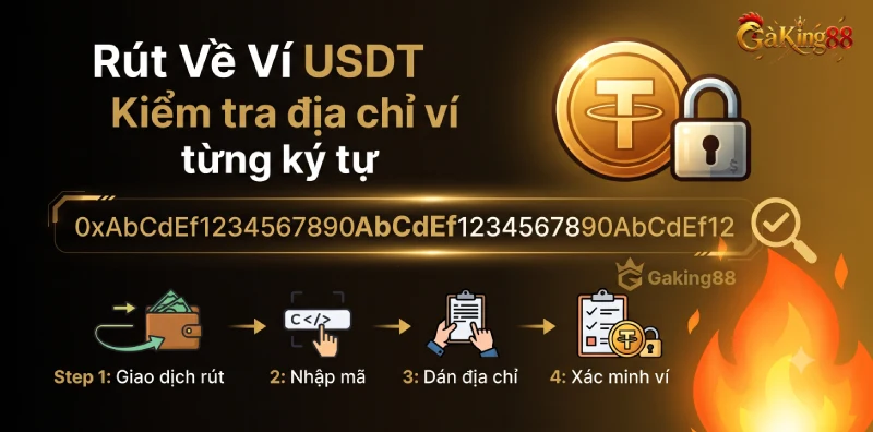 Rút về ví USDT cần đối chiếu địa chỉ ví từng ký tự trước khi xác nhận
